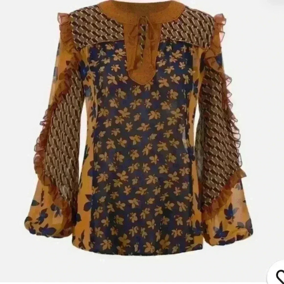 Cabi Golden Harmony Floral Top Blouse - Picture 4 of 9